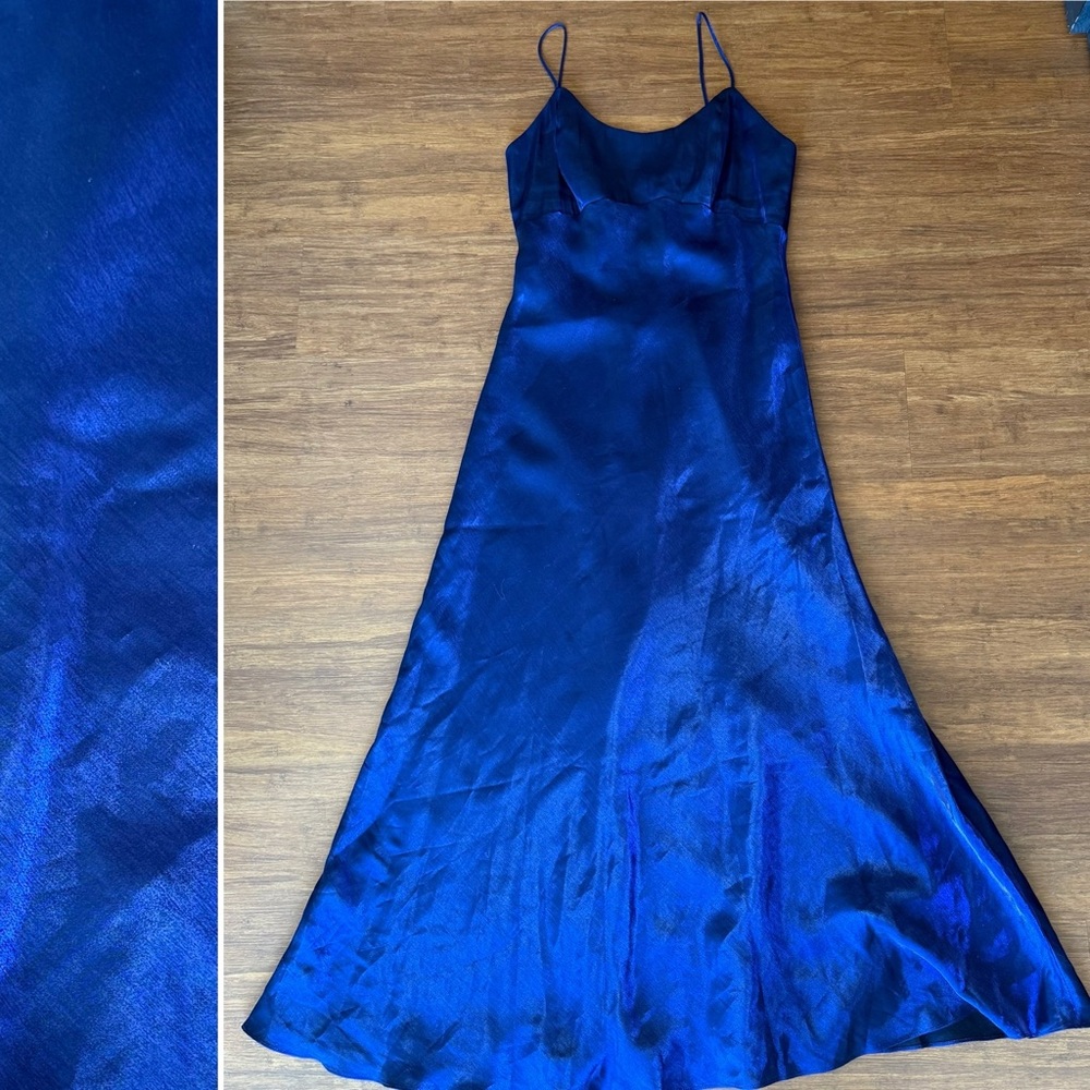 Vintage Hampton Nites Maxi Dress 14 Blue Purple Babydoll Long Prom Witchy 90 Y2K